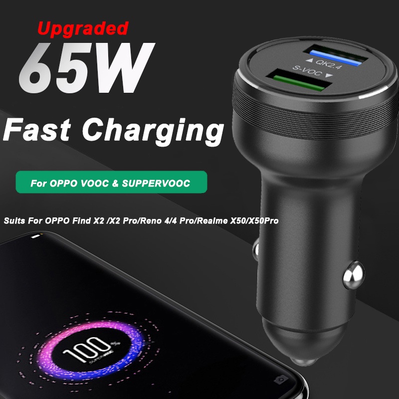 Upgraded 65W SUPERVOOC 2.0 Car Charger Fast Car Charging Type C Cable For OPPO Find X2 Pro Reno 3 4 Ace 2 X20 X2 Realme X50 Pro|Car Chargers| - AliExpress