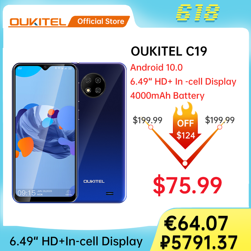 OUKITEL C19 LET 4G Smartphone 2GB 16GB Ouad Core 4000mAh Mobile Phone 6.49'' HD+ MTK6737 13PM Android10.0 Phone|Cellphones| - AliExpress