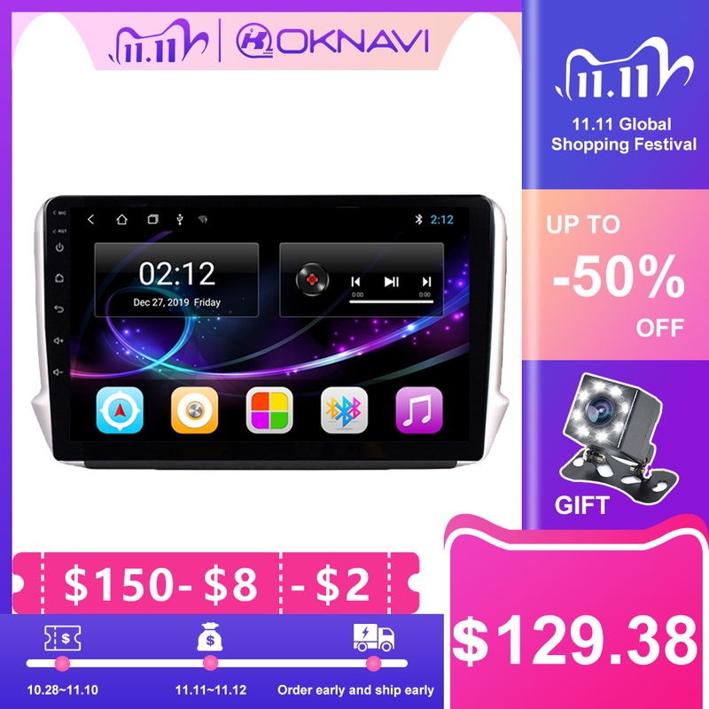 OKNAVI No 2 Din Android 9.0 Car DVD Player Radio Multimedia Autoradio Stereo GPS Wifi Navigation For Peugeot 208 2008 2014 2018|Car Multimedia Player| - AliExpress