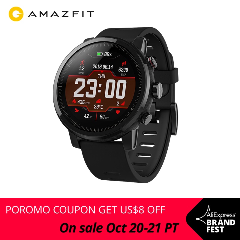 Original Amazfit Stratos Smartwatch Smart Watch Bluetooth GPS Calorie Count Heart Monitor 50M Waterproof for Android iOS Phone|Smart Watches| - AliExpress