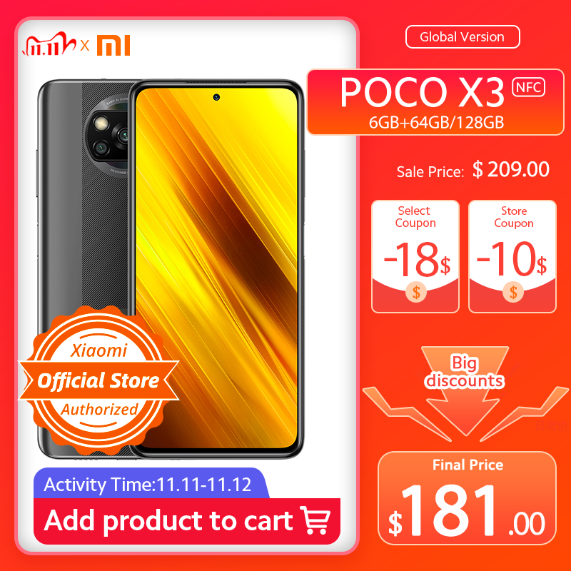 [World Premiere Flash Sale In Stock] POCO X3 NFC Global Version Snapdragon 732G Xiaomi Smartphone 64MP Camera 5160mAh 33W Charge|Cellphones| - AliExpress
