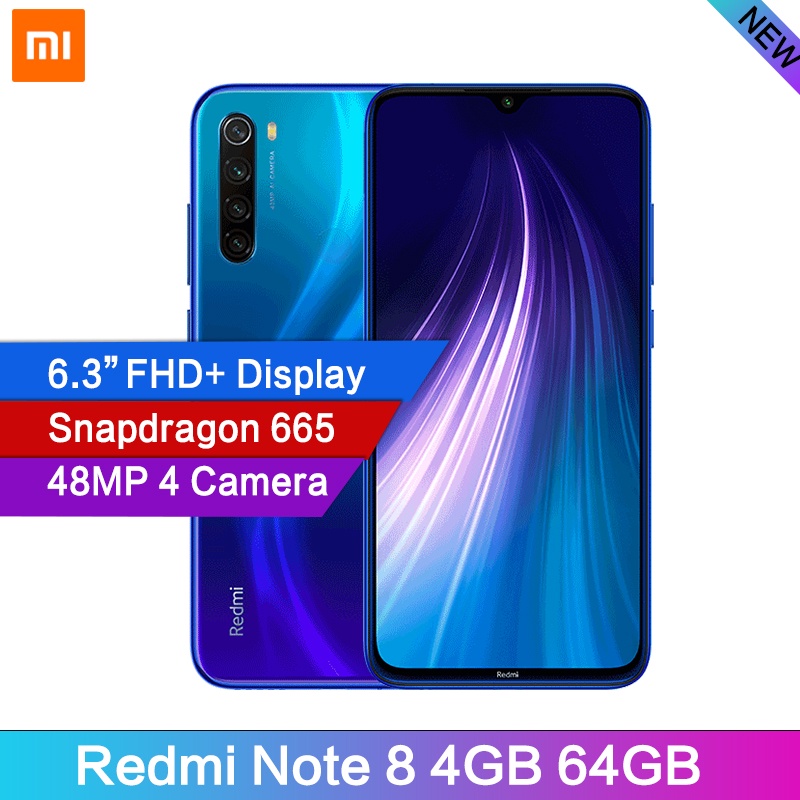 Global Version Xiaomi Redmi Note 8 48MP 4 Cameras 4GB RAM 64GB Smartphone Snapdragon 665 Octa Core 6.3