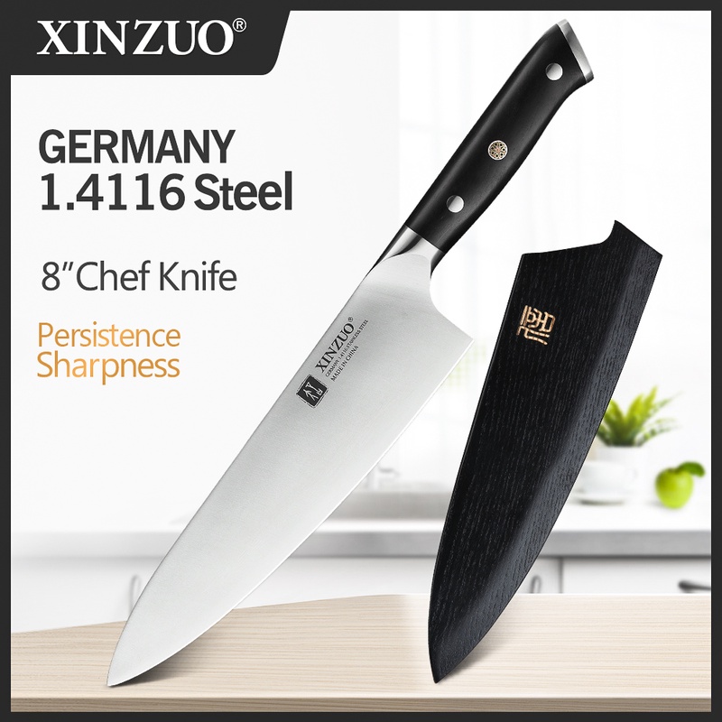 XINZUO 8.5'' inch Chef Knife High Carbon Din 1.4116 Slicing Stainless Steel German Kitchen KnivesMeat Tools with Ebony Handle|Kitchen Knives| - AliExpress