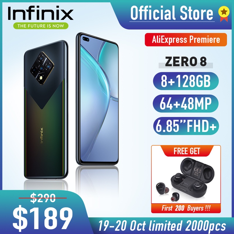 Infinix ZERO 8 Smartphones 6.85 inch 8GB RAM 128GB 64MP Rear Quad Camera Helio G90T  33W Super Charge Android Smart Moblie Phone