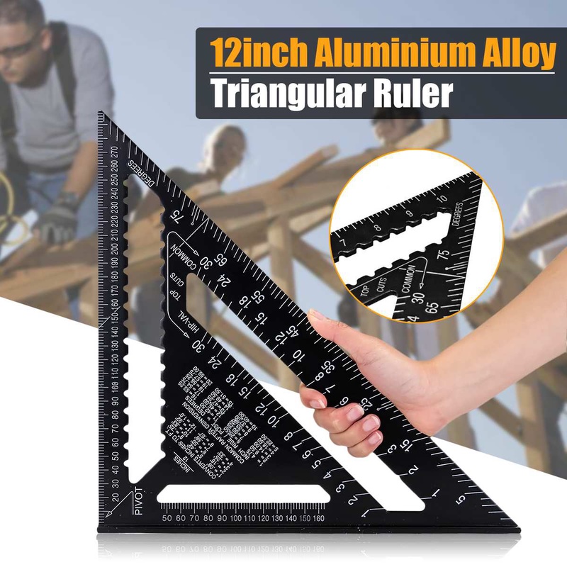 12 inch Metric Aluminum Alloy Triangle Angle Ruler Protractor Woodworking Measurement Tool 30cm Quick Read Square Layout Gauge|Gauges| - AliExpress