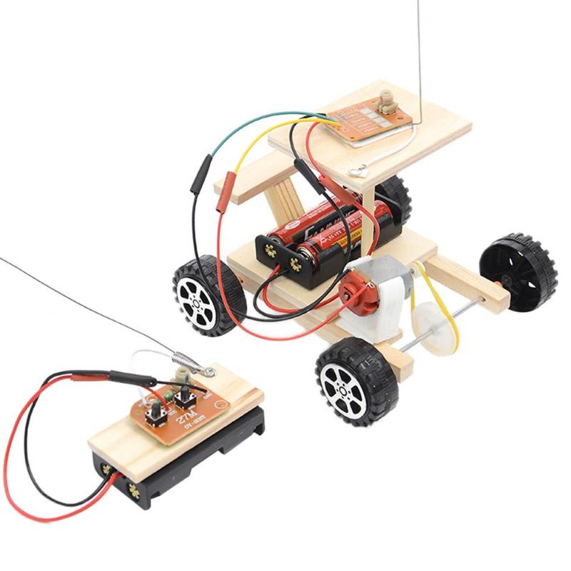 DIY Wireless Remote Control Racing Model Kit Wood Kids Physical Science Experiments Toy Set Assembled Car Educational Toy 2019