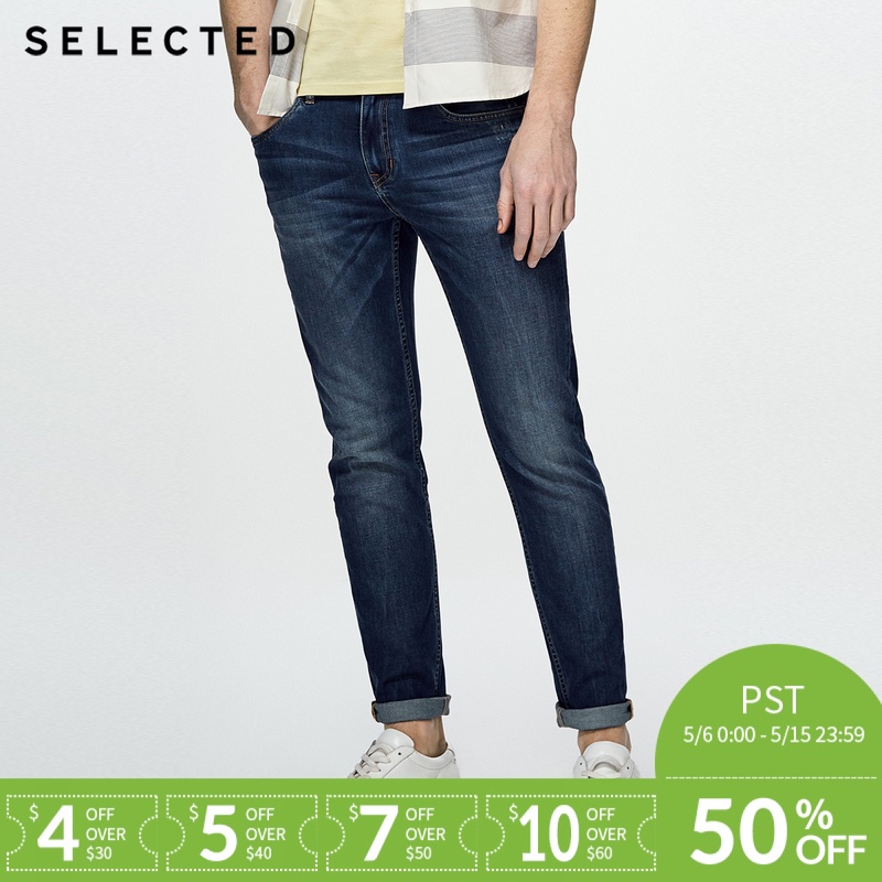 SELECTED Cotton blend slim faded and washed jean pants C|418232519-in Jeans from Men's Clothing on Aliexpress.com | Alibaba Group