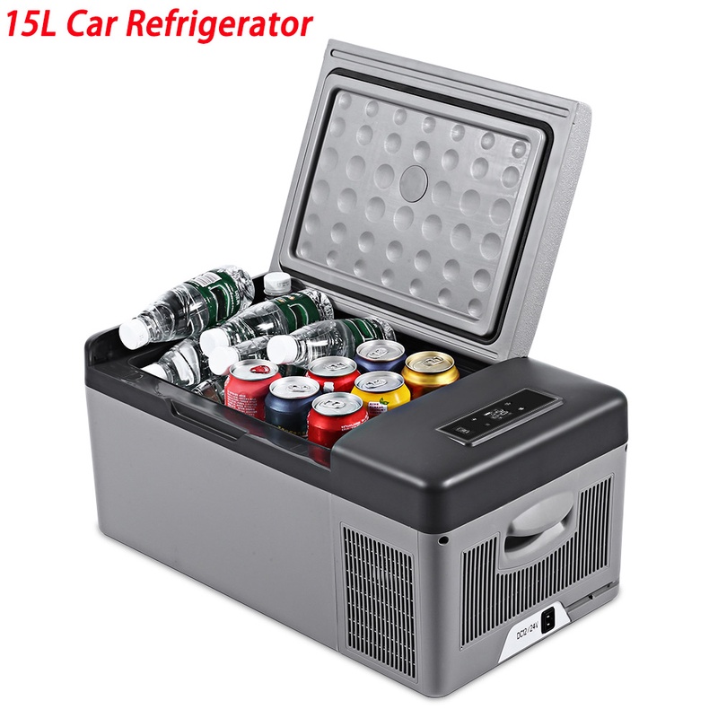 DC 24V 12V Car Refrigerator Freezer Cooler 15L Car fridge AC 110 - 240V for Car Home Picnic Quick Refrigeration to -20 Deg.C