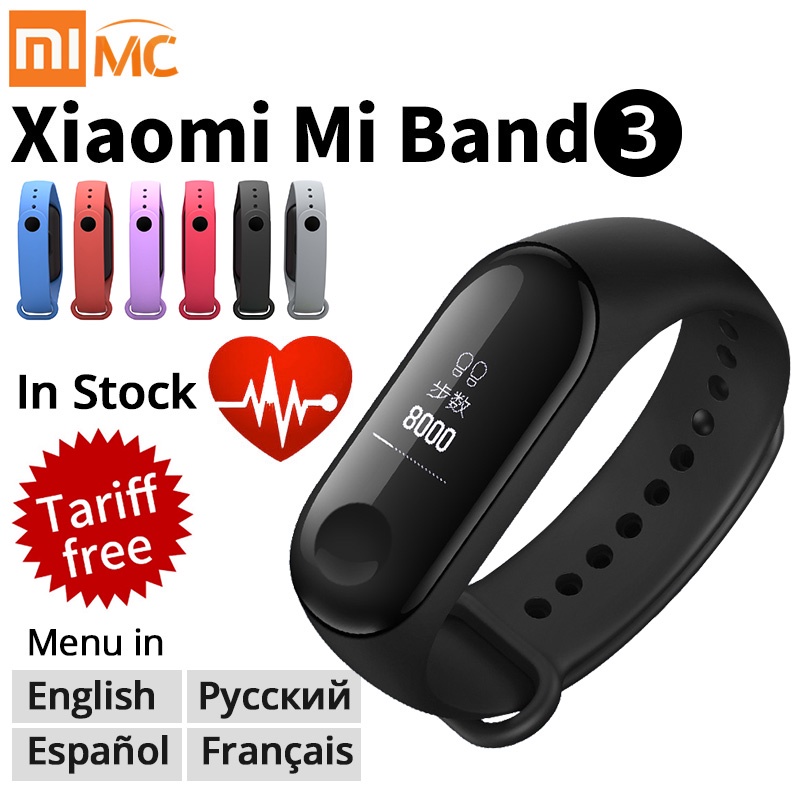 Origina Xiaomi Mi Band 3 Smart Wristband Fitness Bracelet MiBand Band 3 Big Touch Screen OLED Message Heart Rate Time Smartband
