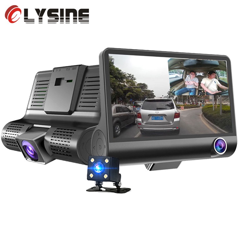 Olysine 4.0'' 3 Way Car DVR Camera Video Recorder Rear View Auto Registrator With Two Cameras Dash Cam DVRS Dual Lens Blackbox