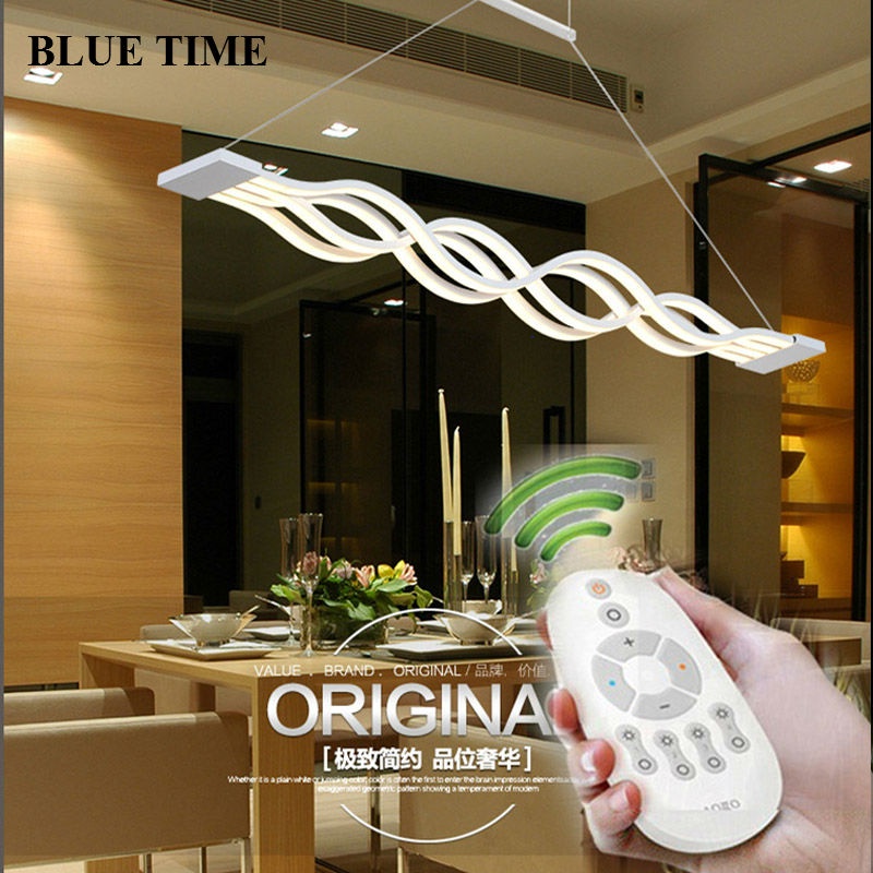 120CM White/Black modern pendant lights for dinning room livingroom kitchen dimmable led Hanging Lamp lamparas Wave shape