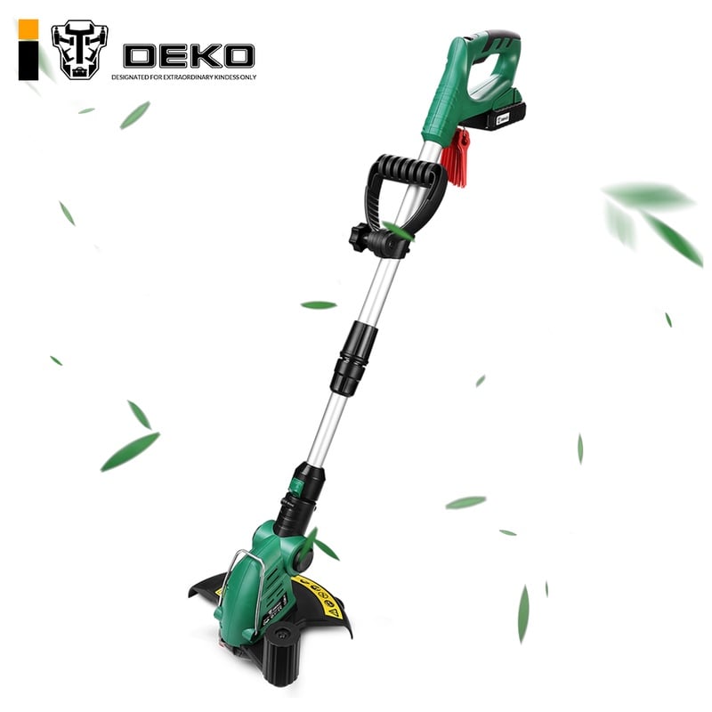 DEKO DKGT06 20V Lithium 1500mAh Cordless Grass String Trimmer with Battery Pack and Blade Pendants