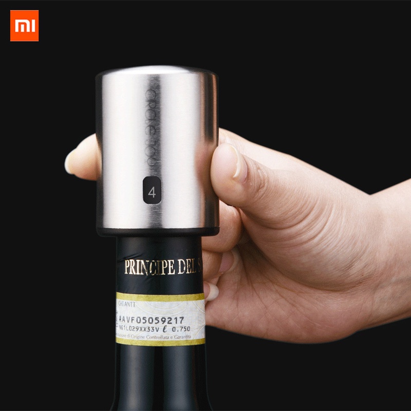 Original XIAOMI Mijia Circle Joy Smart Wine Stopper Stainless Steel Vacuum Memory Wine Stopper Electric Stopper Wine Corks