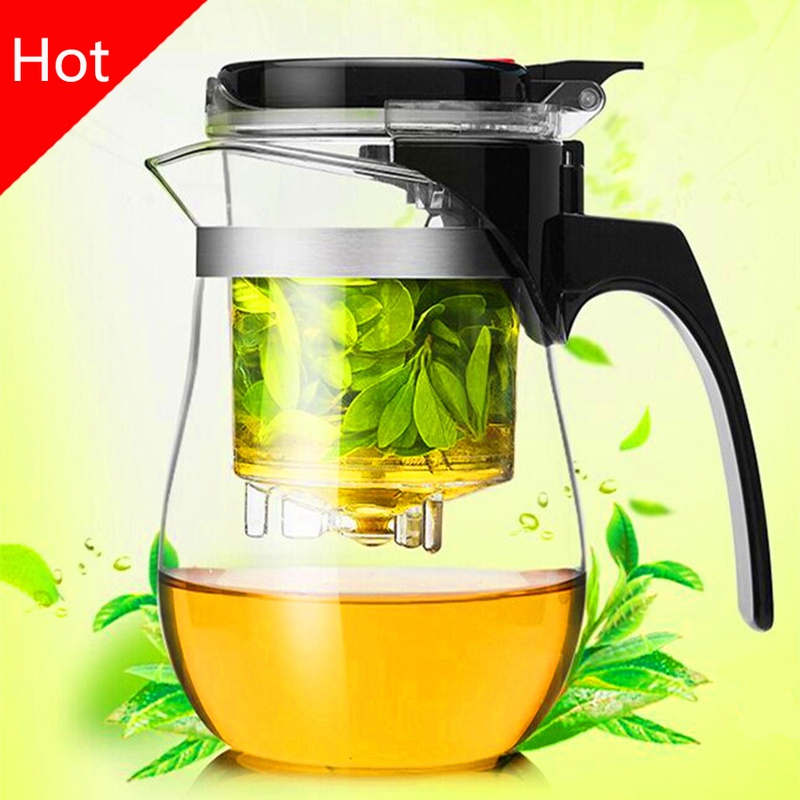 Hot sale 500ml  Heat Resistant Glass Tea Pot Flower Tea Set Puer kettle Coffee Teapot Convenient Office Teaset 1pcs,kung fu set.