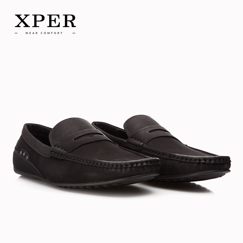 XPER Brand Fashion Soft Artificial Leather Breathable Men's Flats Shoes Slip-on Mocassins Men Loafers Black Big Size CE86811BL