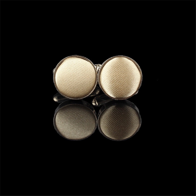 1Pair Mens Dress Round Cloth Cufflinks For Business Shirt Wedding Party