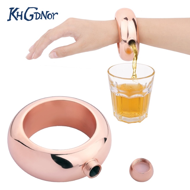 Chaude Bracelet Flacon En Acier Inoxydable Vin Hanche Flacon Bracelet Forme Whisky Verres Entonnoir Bouteille de Vin Ensemble