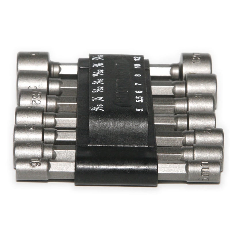 14pc/Set Power Nut Driver Set Dual Metric MM & Standard SAE 1/4