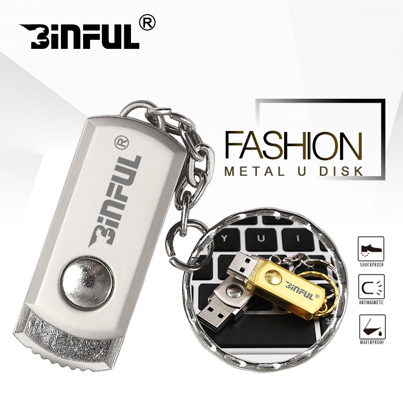 BiNFUL 4GB 8GB 16GB pendrive 32GB 64GB 128GB usb flash drive high speed pen drive key ring USB2.0 memory stick ratating U disk