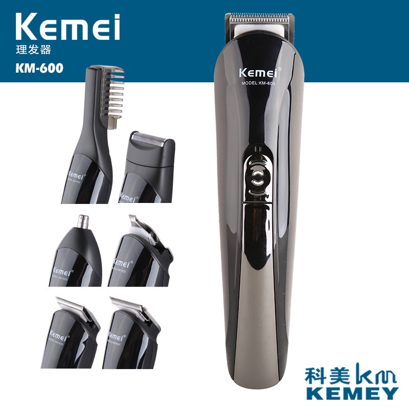 KM-600 kemei 6 in 1 hair trimmer titanium hair clipper electric shaver beard trimmer men styling tools shaving machine cutting