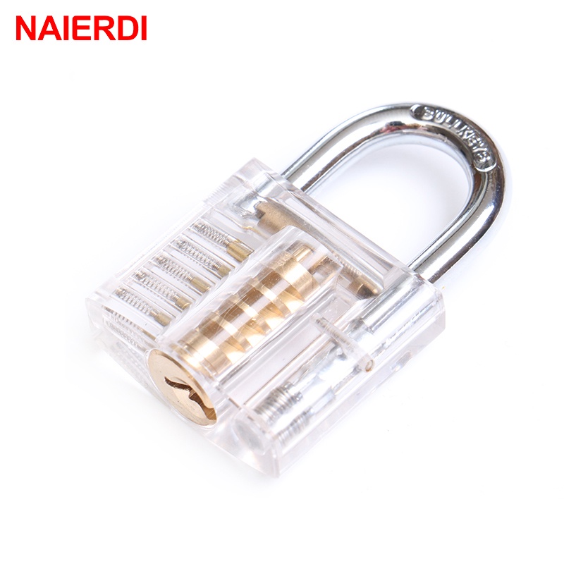 NAIERDI Beautiful Modern Style Transparent Visible Pick Cutaway Mini Practice View Padlock Lock Training Skill For Locksmith