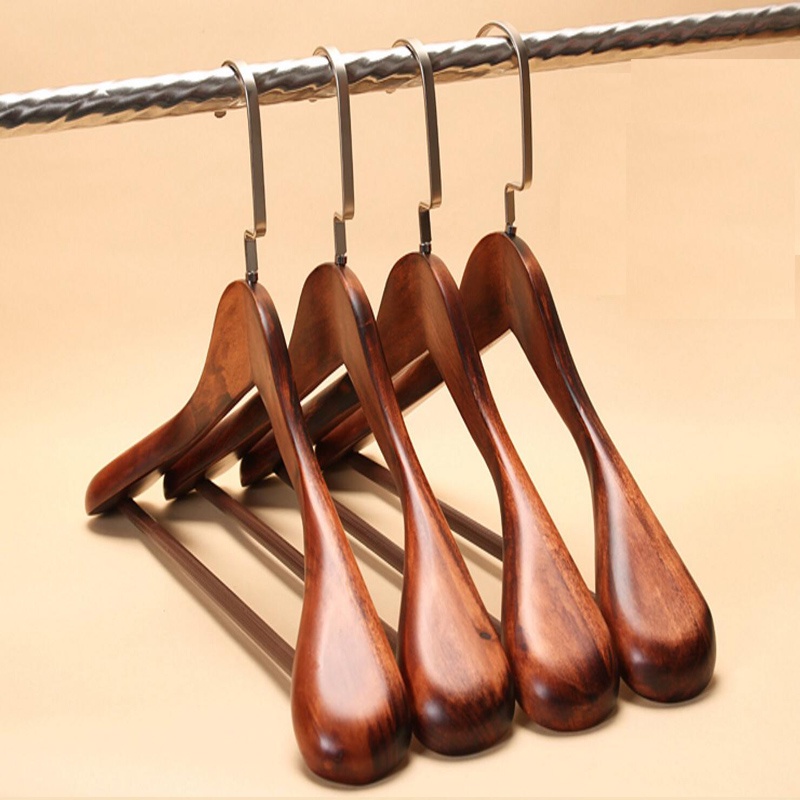 3pcs/lot 40/44cm Man woman Wide shoulder hanger vintage wood coat hangers household clothing store solid wood suit hanger
