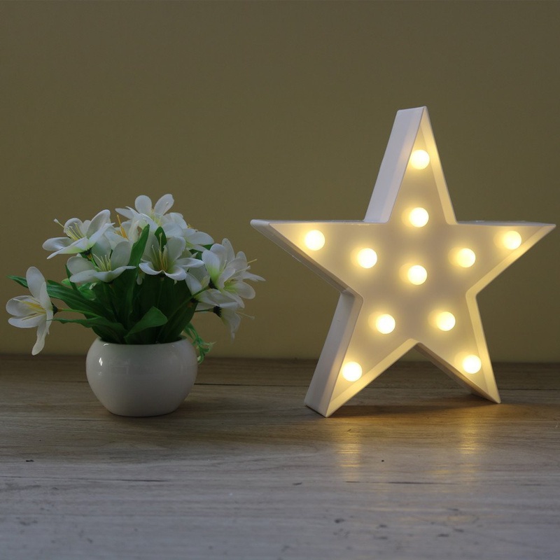 Decorative Letters Light Star Shape LED Plastic Marquee Light Battery Operated LED Marquee Sign for Home Christmas Decorations
