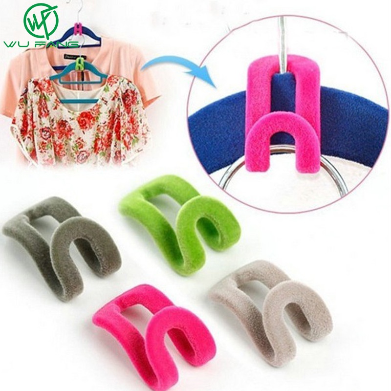 10 Pices/Pack Anti-slip Mini Flocking Clothes Rack Hanger Hooks Holders Save Closet Space Easy Hook Closet Home Use