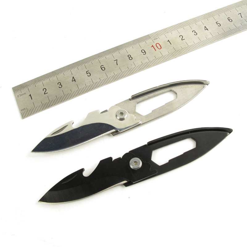 1Pc High Quality Stainless Steel Portable Multifunctional Outdoor Folding Knife Fruit Bottle Opener Pocket Mini Key Chain Handle
