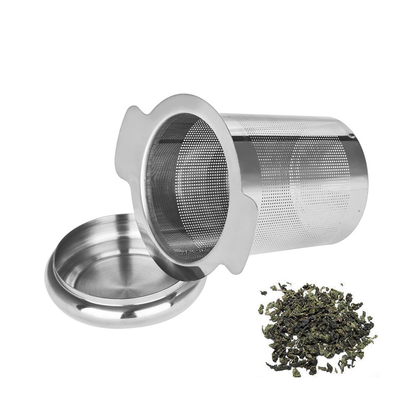Reusable Stainless Steel Tea Infuser Basket Fine Mesh Tea Strainer with 2 Handles Lid Tea and Coffee Filters for Loose Tea Leaf