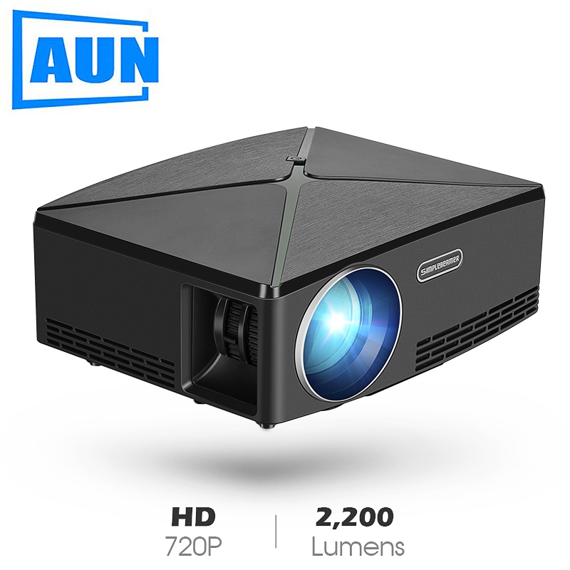 AUN MINI Projector C80 UP, 1280x720 Resolution, Android WIFI Proyector, LED Portable HD Beamer for Home Cinema, Optional C80