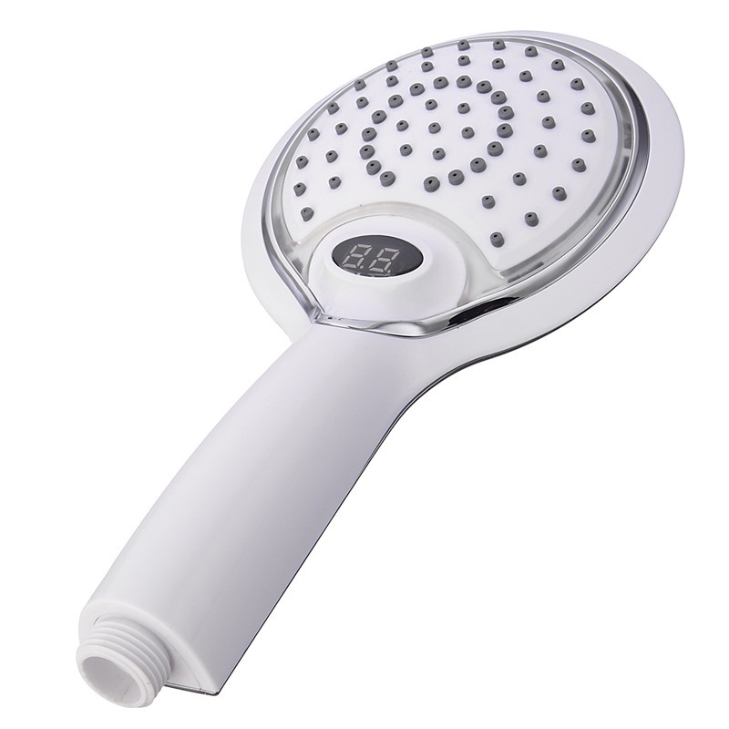 1pc 3 Colors Change Water Powered Led Temperature Digital Display Handheld Bathroom Shower Head Showerhead Water Spray
