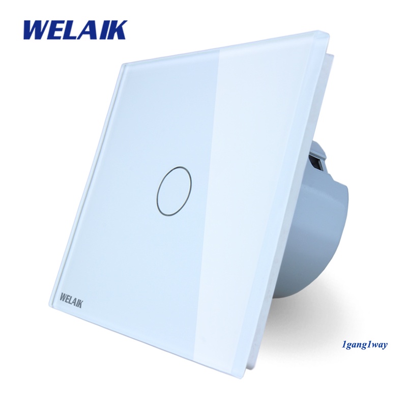 WELAIK Brand Crystal Glass Panel Switch Wall Intelligent Switch EU Touch Switch Light Smart Switch 1gang1way LED lamp A1911CW/B