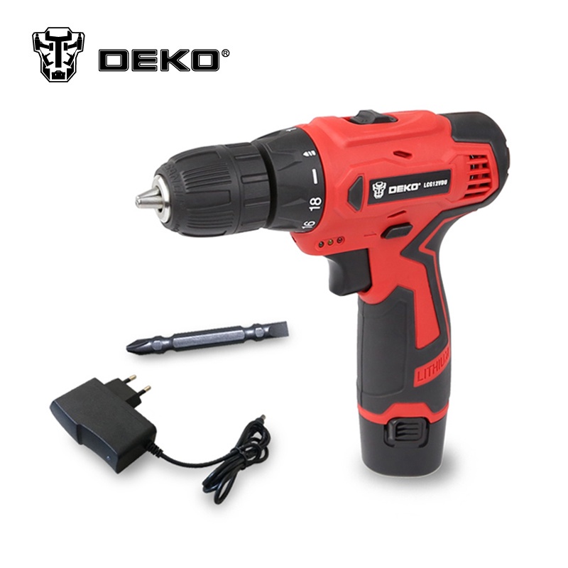DEKO LCG12VDU 12V DC New Design Household DIY Lithium-Ion Battery Cordless Drill/Driver Power Drill Tool Electric Drill Woodwork