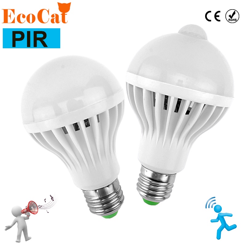 LED Night light E27 3W 5W 7W 9W 12W 220v LED Lamp Bulb PIR Infrared Motion / Sound + Light Sensor Control auto Body Detection