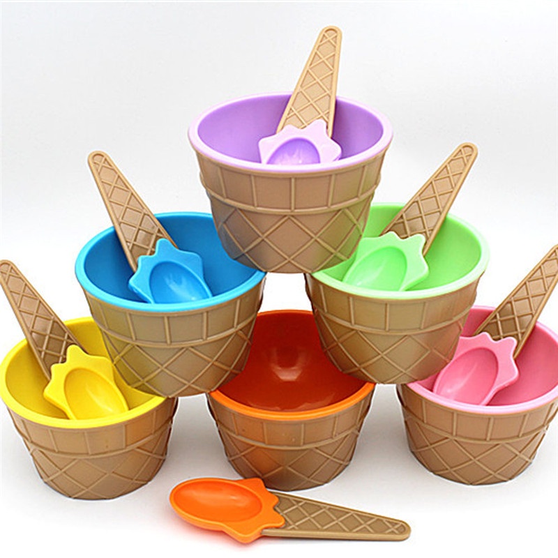 ice cream bowl with a spoon wonderful gift Children love Dessert ice cream bowls ice cream cup Six colors Oct20