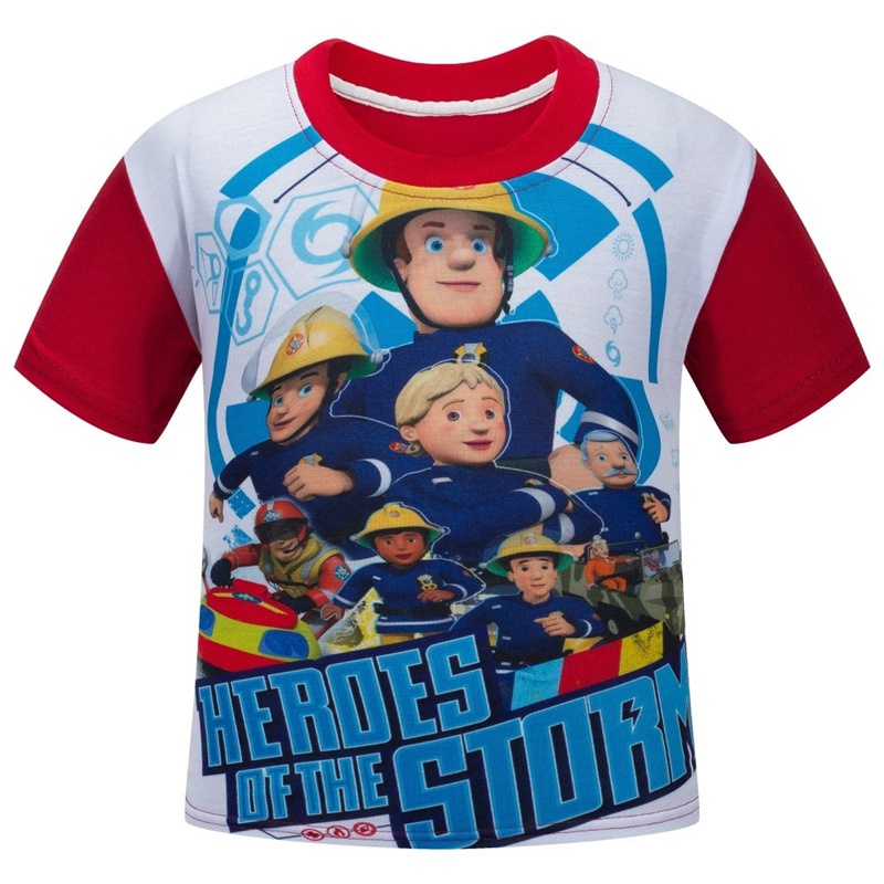 Fireman Sam Kids Shirt Cotton Fireman Sam Clothes Boys T-shirt Cute Summer Short Sleeve Big Boys Kids T shirt DC768