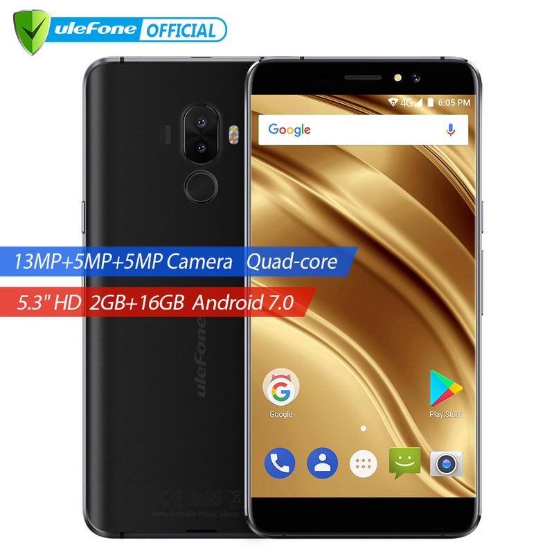 Ulefone S8 Pro Dual Rear Cameras Mobile Phone 5.3 inch HD MTK6737 Quad Core Android 7.0 2GB+16GB 13MP Fingerprint 4G Smartphone