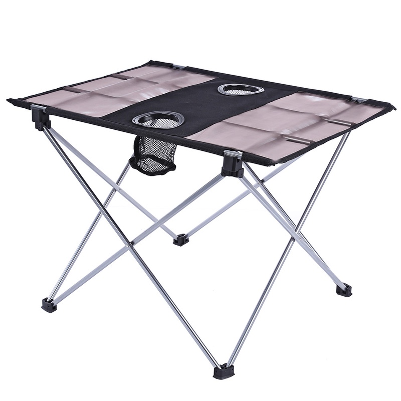 שולחן מתקפל נייד חיצוני Ultralight סגסוגת אלומיניום שולחן מתקפל בד אוקספורד עבור קמפינג טיולי פיקניק שולחן עם תיק