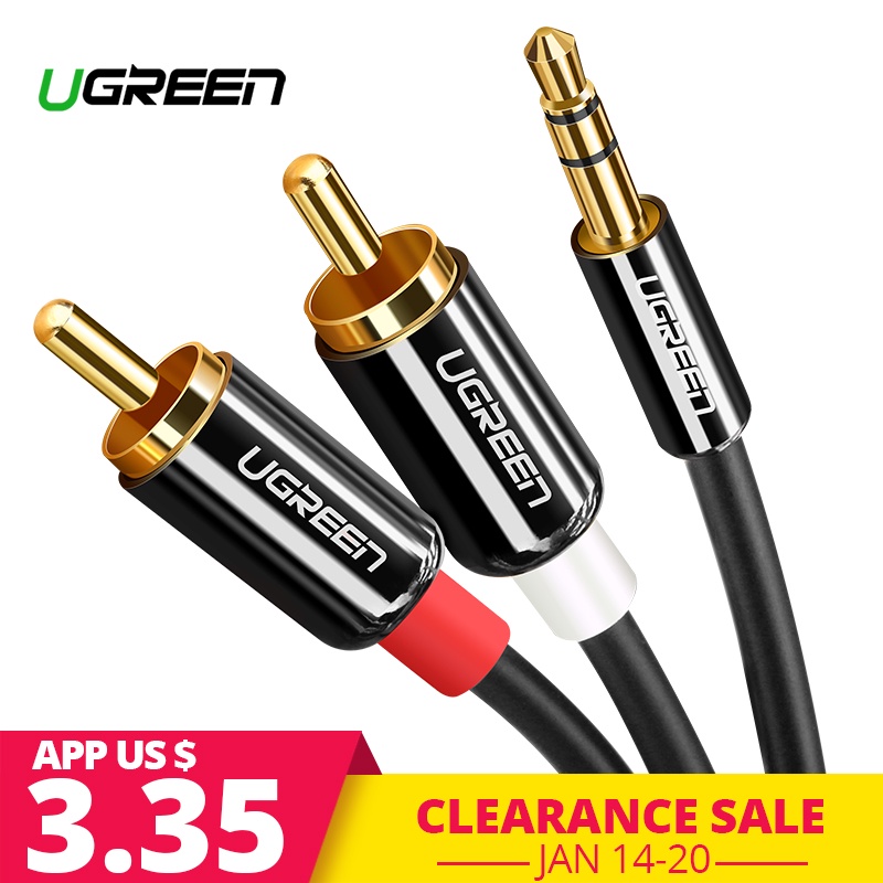 Ugreen RCA Cable 2RCA to 3.5 Audio Cable RCA 3.5mm Jack RCA AUX Cable for DJ Amplifiers Subwoofer Audio Mixer Home Theater DVD