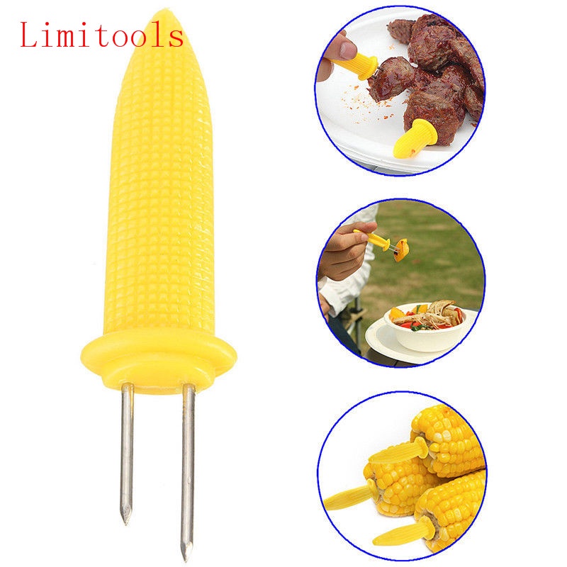 6Pcs/Set Twin Prong Skewers Barbecue Fork Fruit Corn Holder BBQ Fork Garpu Tool Jumbo Corn on the Cob Holders