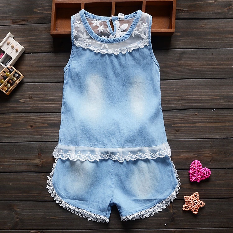 BibiCola 2016 Infant clothes toddler children baby girls clothing sets casual 2pcs flower lace clothes sets girls summer set
