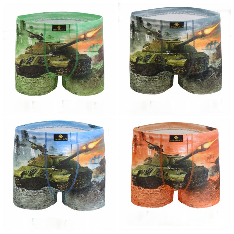 2017 Mens Boxer Shorts Digital Printing Printed Fashion Sexy Male Cotton Soft Boxers Underpants 4pcs/lot