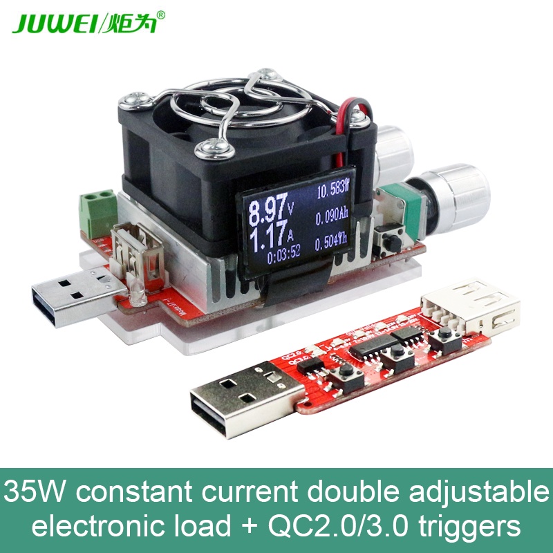 35W constant current double adjustable electronic load + QC2.0/3.0 triggers quick voltage usb tester voltmeter aging discharge