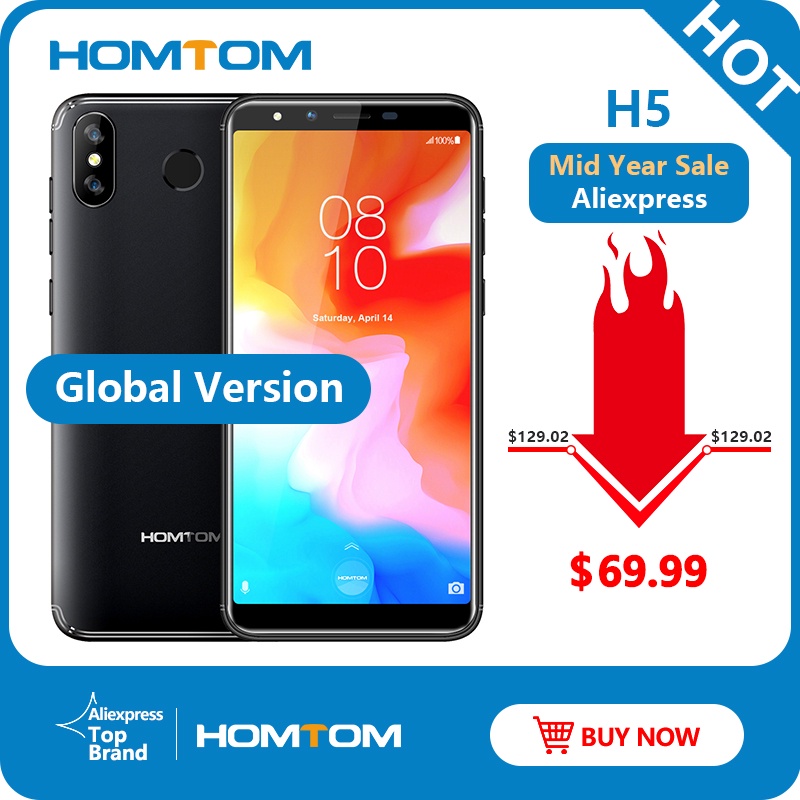 Original Global Version HOMTOM H5 3GB RAM 32GB ROM Quad Core Mobile Phone 5.7 inch GPS Fingerprint Face ID 4G FDD LTE Smartphone-בטלפונים ניידים מתוך טלפונים סלולריים ותקשורת באתר AliExpress.com | Alibaba Group