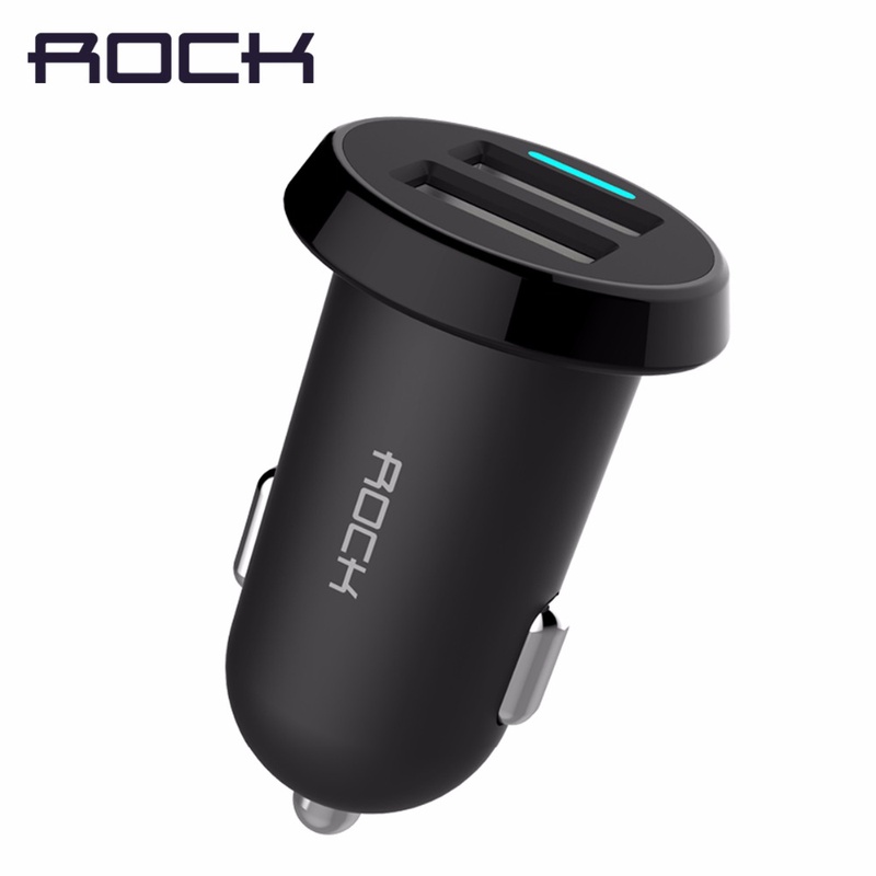 ROCK Ditor Car-charger Dual USB output 2.4A quick charger Mobile Phone Travel Adapter Cigar Lighter DC 12-24V Car Charger