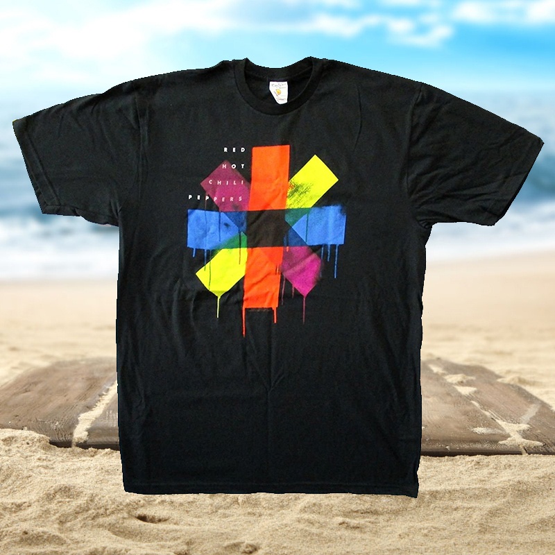 Men's Red Hot Chili Peppers Drip Strips Black Slim Fit T-Shirt S 3XL 100% Cotton Short Sleeve O-Neck Tops Tee Shirts