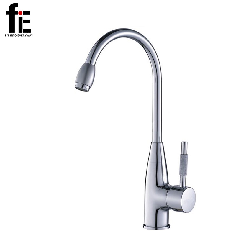 fiE 360 Degree Swivel Alloy Kitchen Mixer Cold and Hot Basin Sink Mixer Tap Kitchen Faucet with 2 pipes