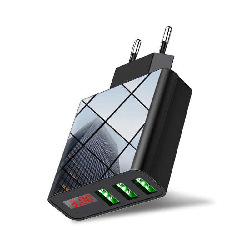 ROCK 3A LED Display EU 3 USB Charger Universal Mobile Phone USB Charger Fast Charging Wall Charger For iPhone Samsung Xiaomi