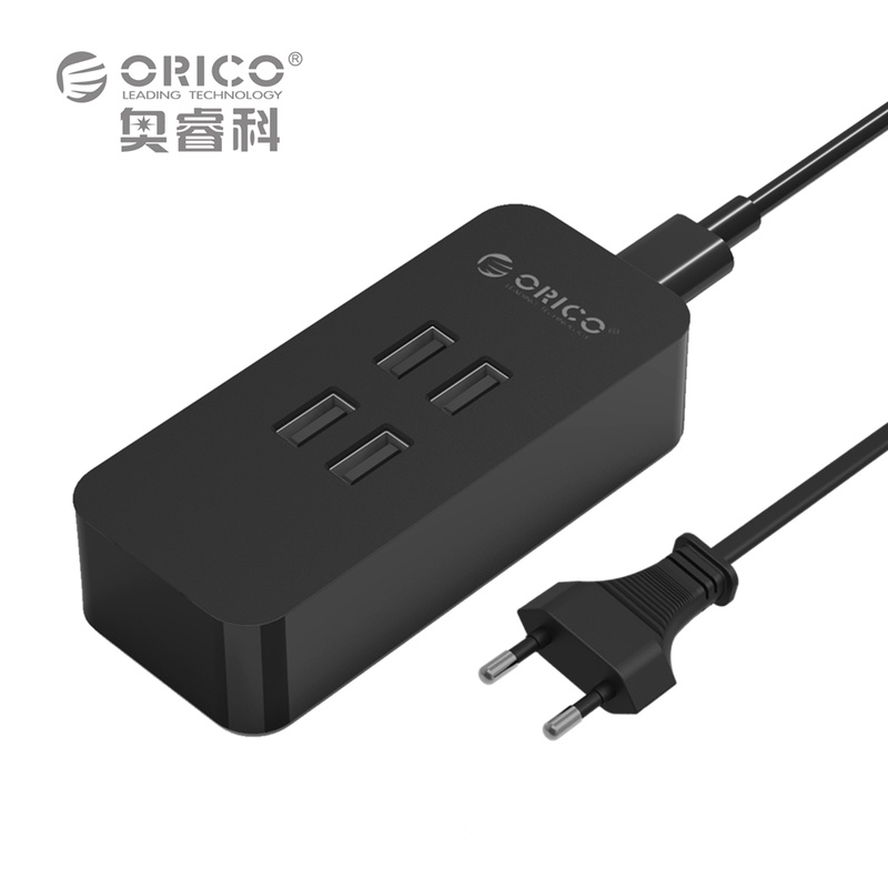 USB Charger, ORICO DCV-4U 4 Ports Mini Smart charger 5V2.4A *4 Max Output 20W Desktop Charger US/EU/UK Plug Available